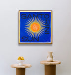 L'estampe en édition limitée du soleil de Santorin