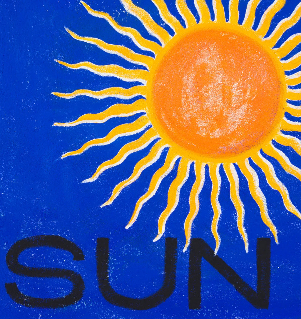 L'estampe en édition limitée du soleil de Santorin